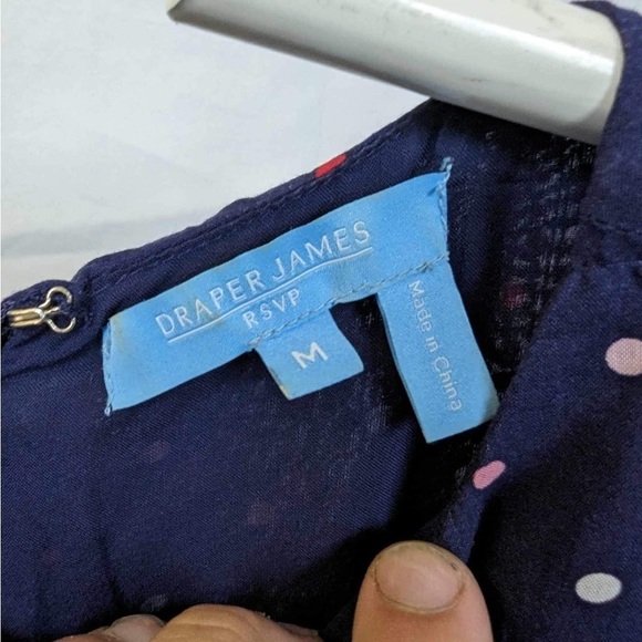 Draper James RSVP Navy Polka Dot Sleeveless Blouson Maxi Dress- Size Medium - Picture 4 of 5